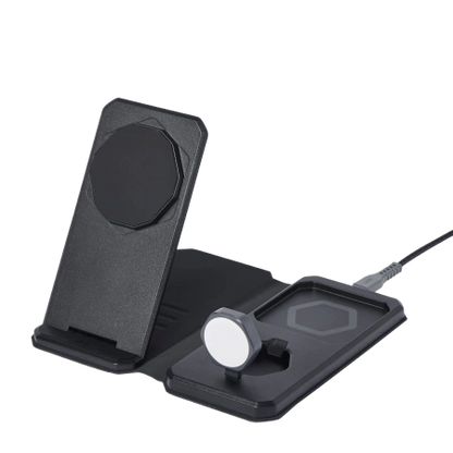 UAG 3in1 Reiseladegerät 15W kabelloses Ladegerät mit MagSafe + Kabel + Organizer – Schwarz