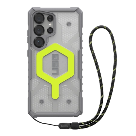 UAG Pathfinder Clear Magnet Bundle Magnethülle und Handschlaufe für Samsung Galaxy S25 Ultra 5G - Grau-Neon