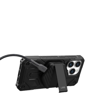 UAG Wireless Charger 15 W kabelloses Ladegerät mit Ständer, kompatibel mit MagSafe – schwarzes Carbon