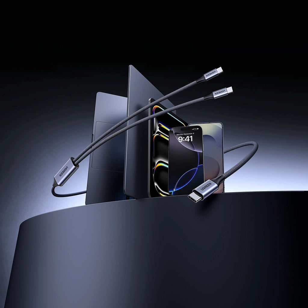 Ugreen 2-in-1 USB-C-Kabel – 2x USB-C PD 140W 2m – Schwarz