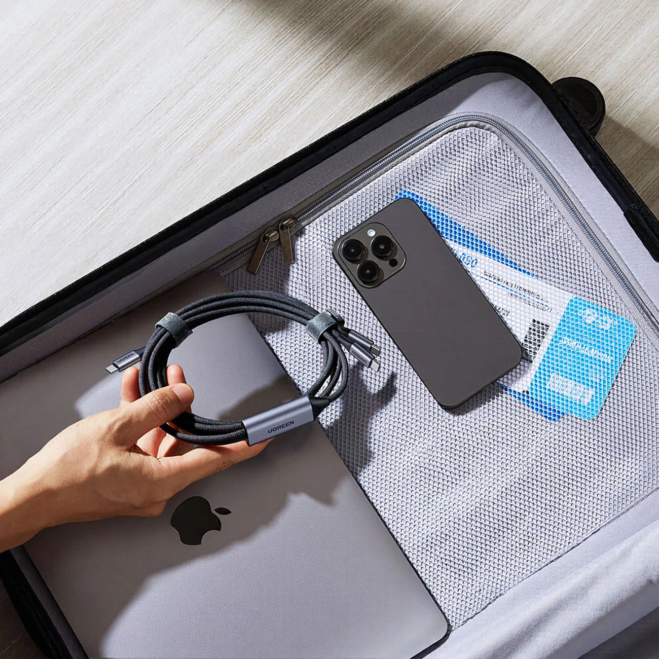 Ugreen 2-in-1 USB-C-Kabel – 2x USB-C PD 140W 2m – Schwarz