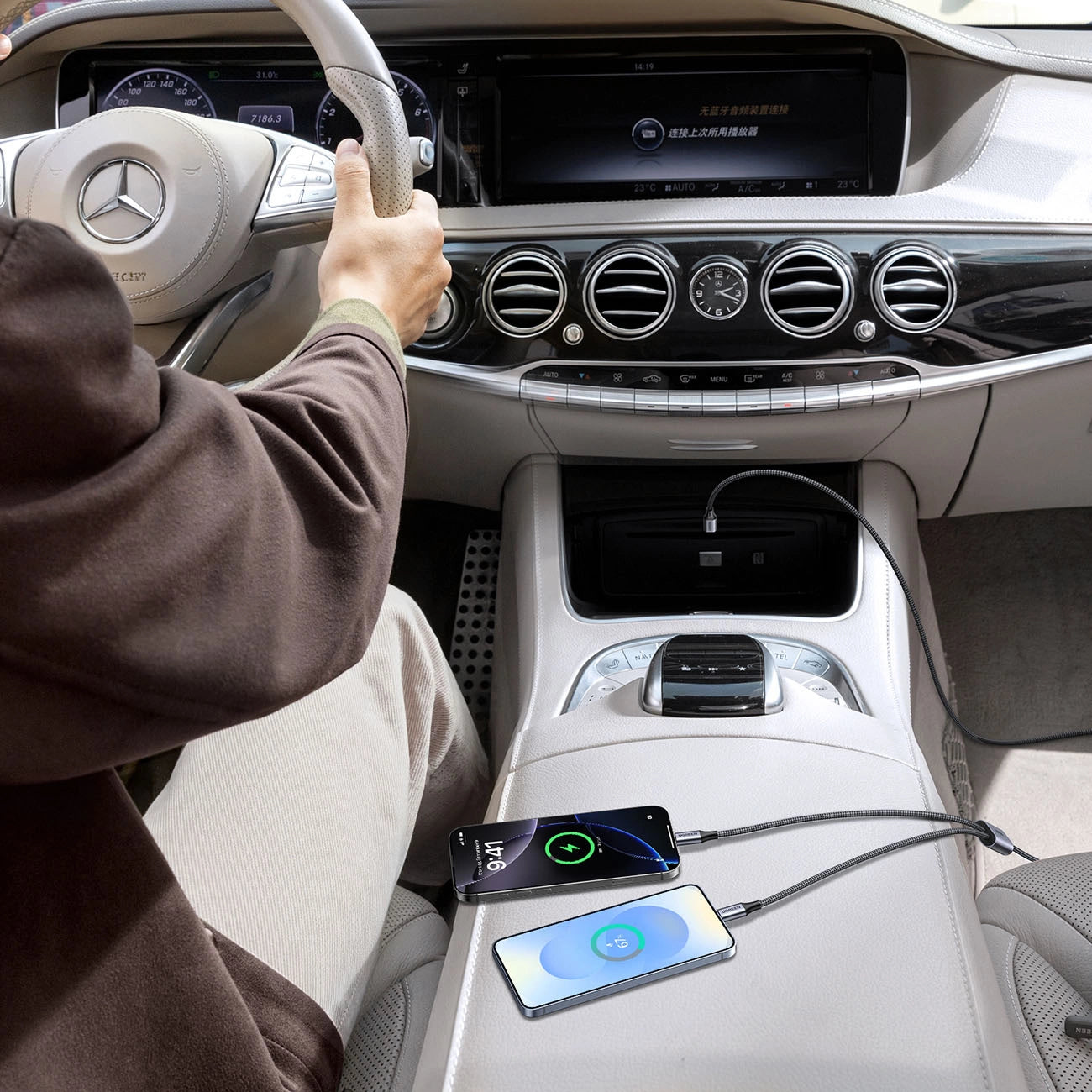 Ugreen 2-in-1 USB-C-Kabel – 2x USB-C PD 140W 2m – Schwarz