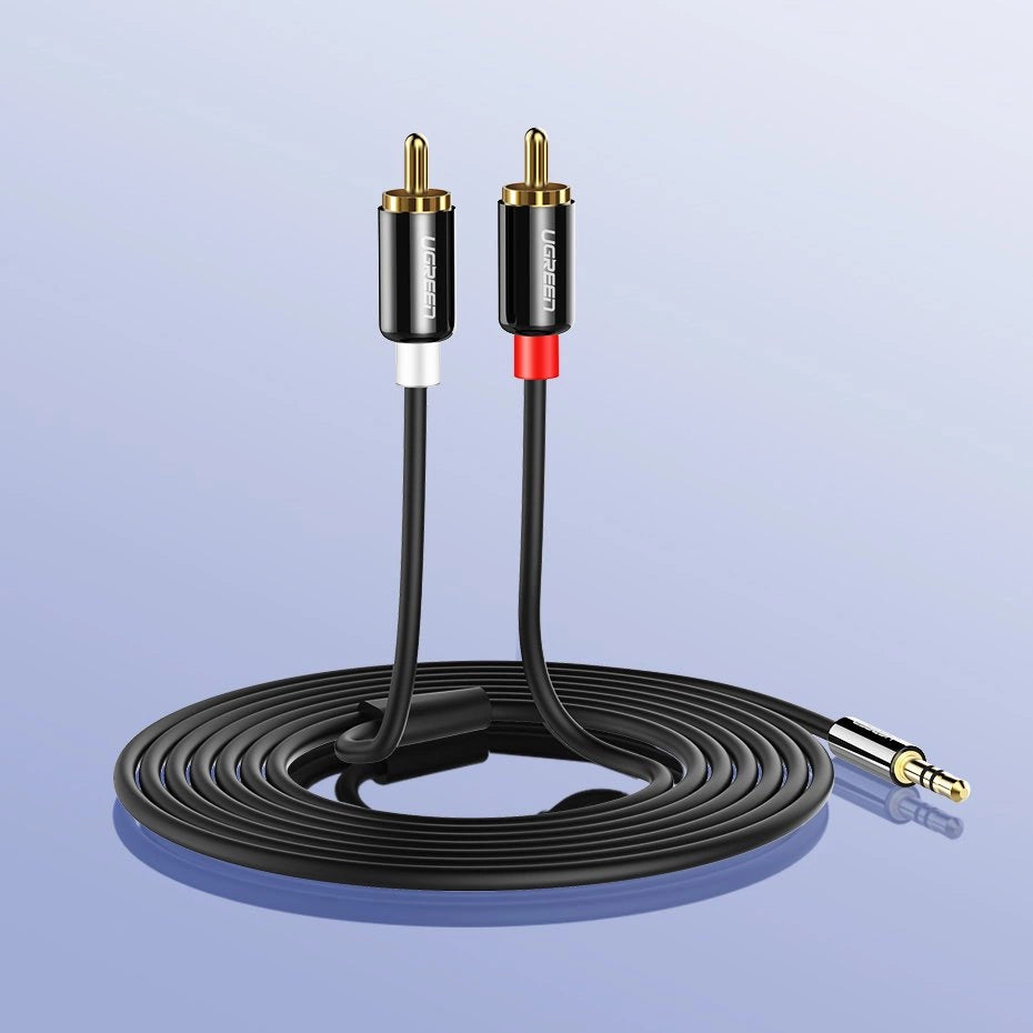 Ugreen AV116 10590 Audio-Miniklinkenkabel 3,5 mm (männlich) / 2RCA (männlich) 3 m – schwarz