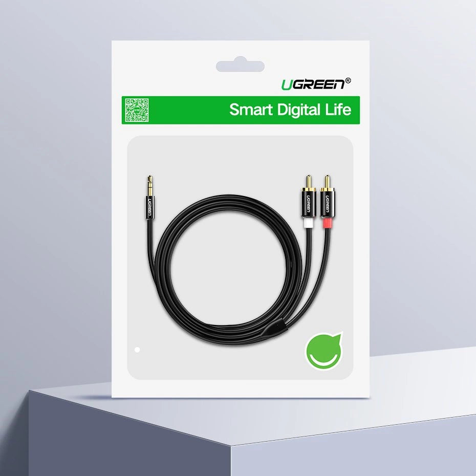 Ugreen AV116 10590 Audio-Miniklinkenkabel 3,5 mm (männlich) / 2RCA (männlich) 3 m – schwarz