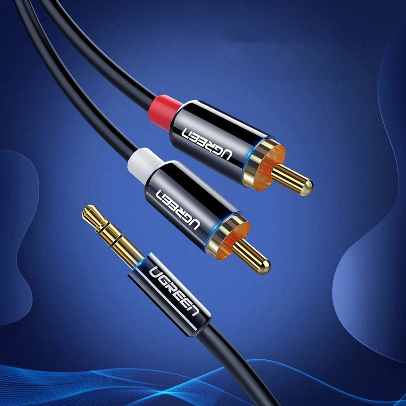 Ugreen AV116 10749 Audio-Miniklinkenkabel 3,5 mm (männlich) / 2RCA (männlich) 1 m – schwarz