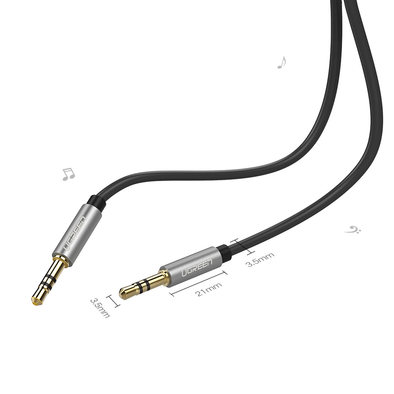 Ugreen AV119 10733 Audiokabel Miniklinke 3,5 mm / Miniklinke 3,5 mm 1 m – Schwarz
