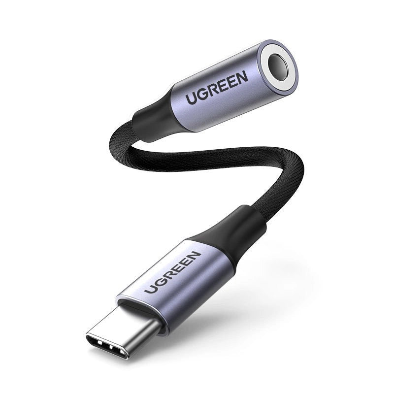 Ugreen AV161 Adapter für Kopfhörer Miniklinke 3,5 mm (weiblich) / USB-C (männlich) 10 cm – Schwarz