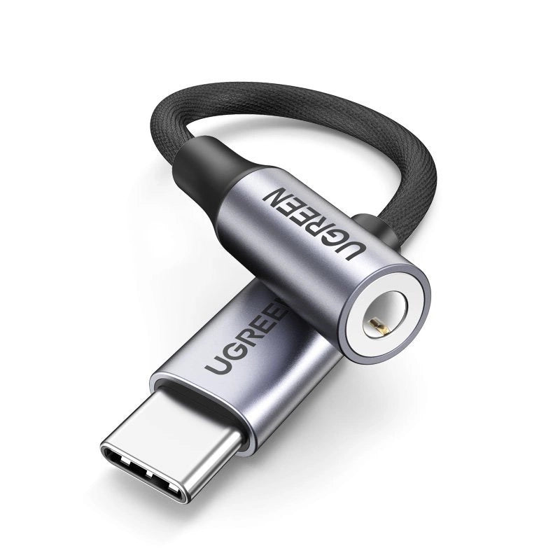 Ugreen AV161 Adapter für Kopfhörer Miniklinke 3,5 mm (weiblich) / USB-C (männlich) 10 cm – Schwarz