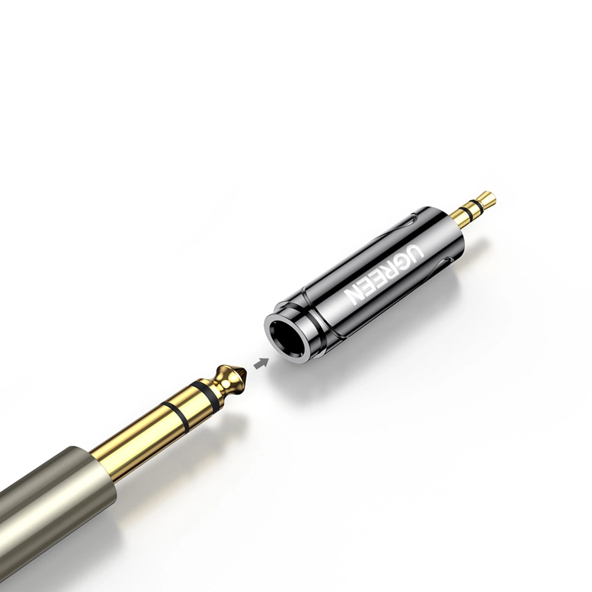 Ugreen Adapter 3,5-mm-Audioadapter (männlich) auf 6,35-mm-Miniklinke (weiblich) grau (AV168)