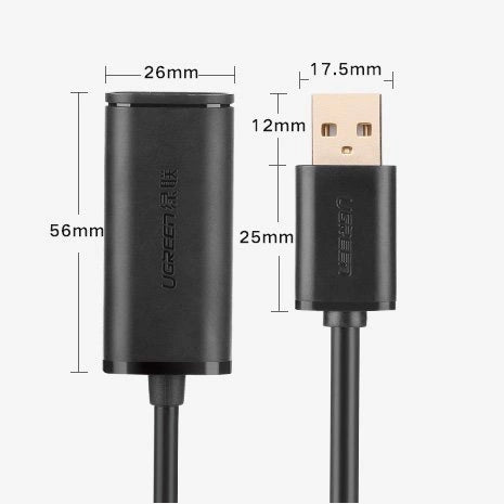 Ugreen Aktivkabel USB 2.0 Verlängerungskabel 480 Mbit/s 10 m schwarz (US121 10321)