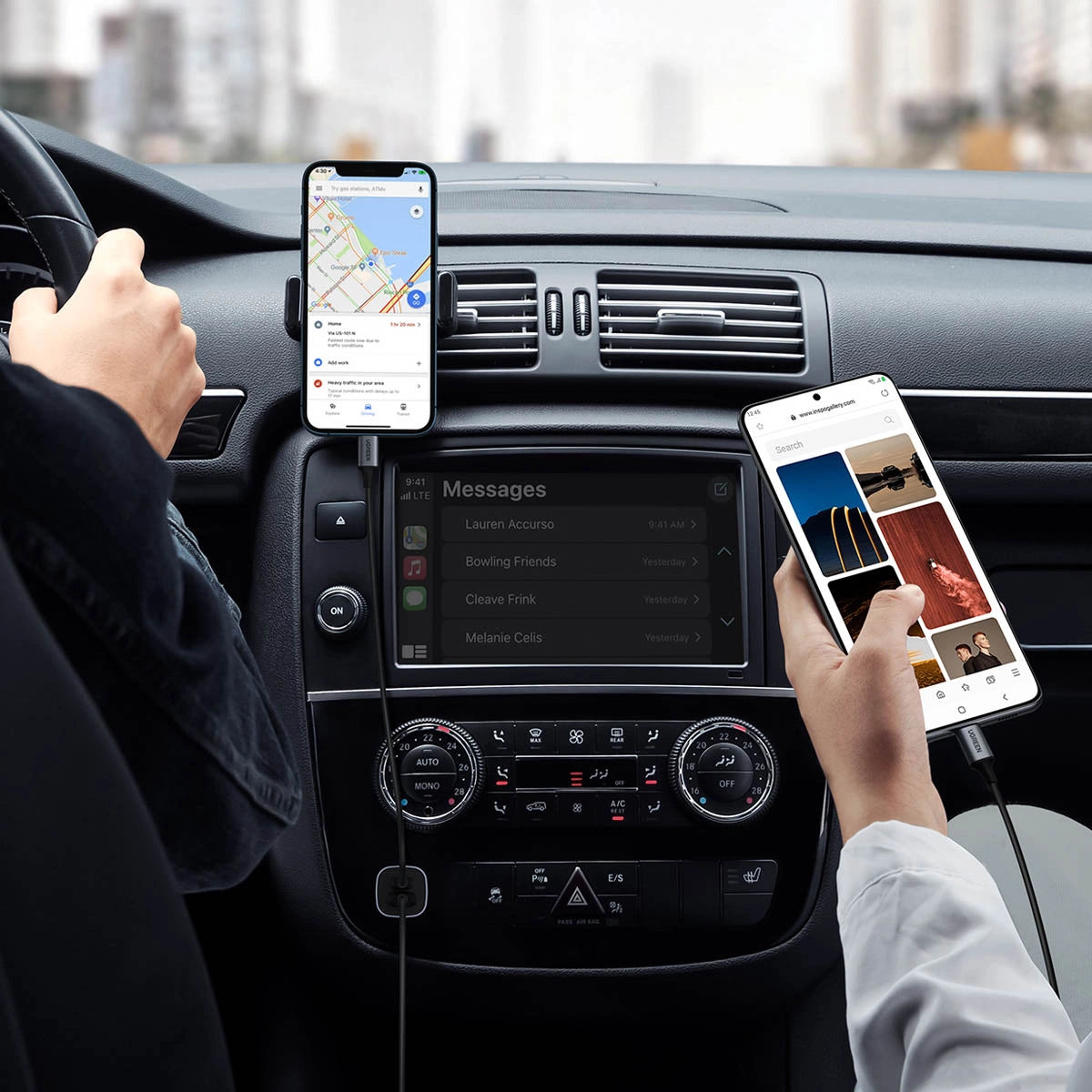 Ugreen CD130 USB-A / USB-C 30W Autoladegerät - Grau