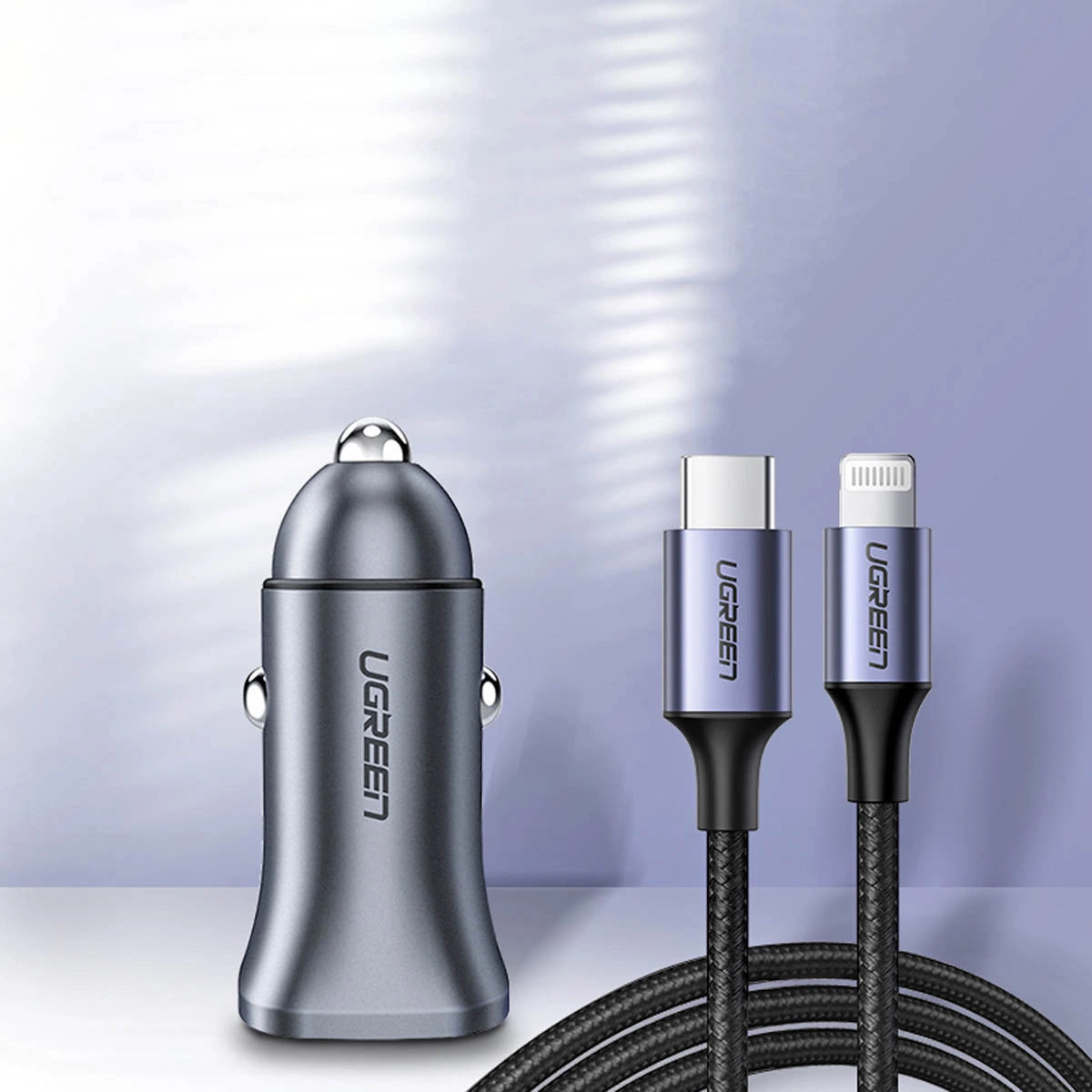 Ugreen CD130 USB-A / USB-C 30W Autoladegerät - Grau