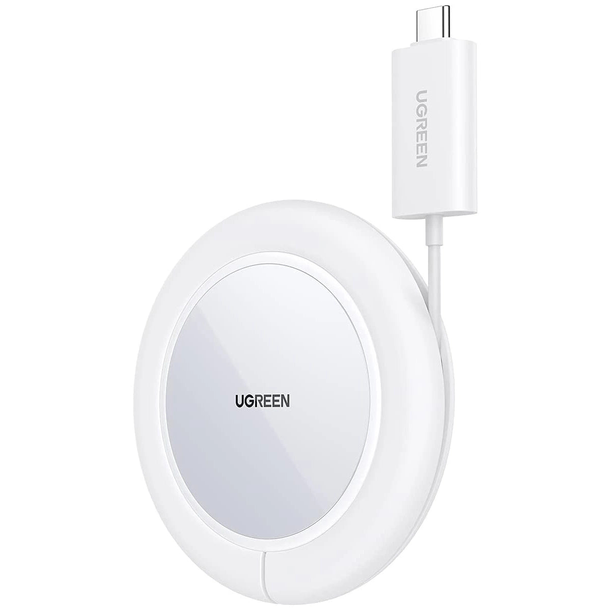 Ugreen CD245 40123 kabelloses Qi/MagSafe-Ladegerät 15 W mit USB-C-Kabel – Weiß