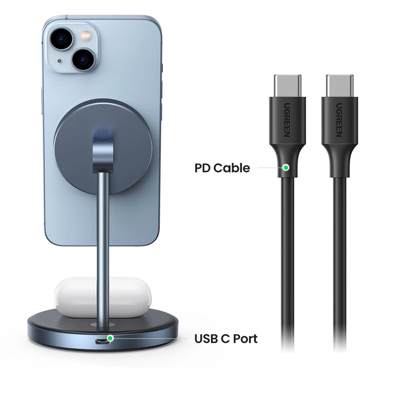 Ugreen CD317 MagSafe / Qi 2in1 Ladestation - Schwarz