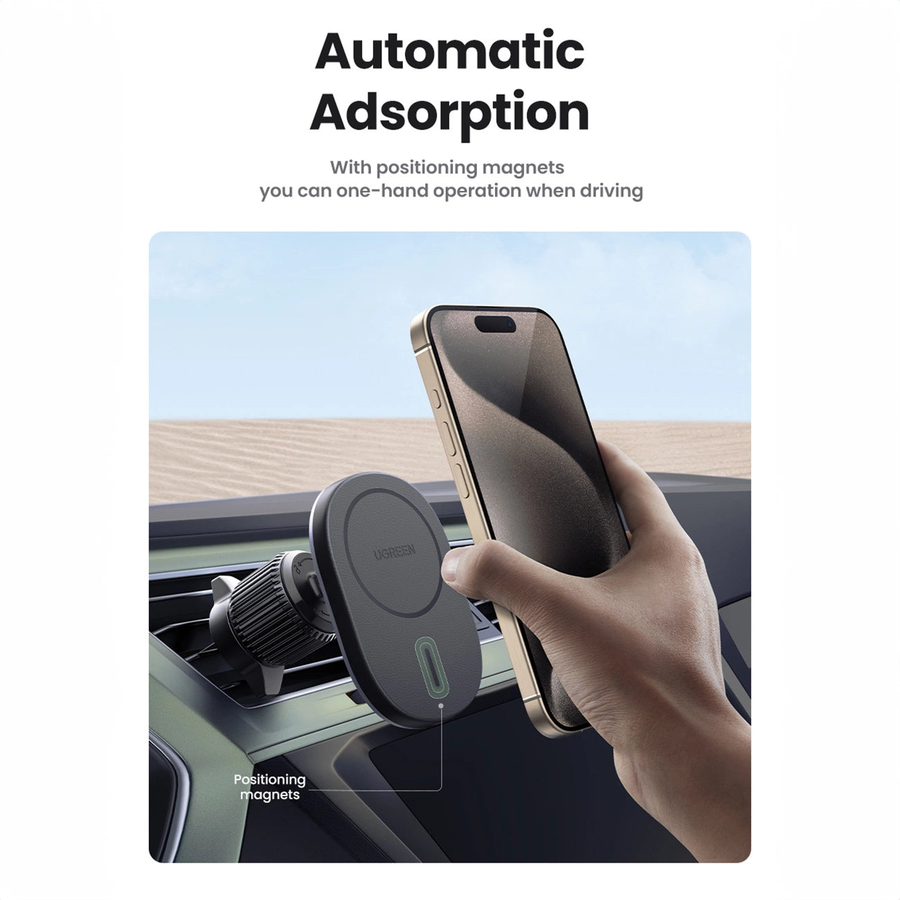 Ugreen CD345 magnetischer Autohalter für Lüftungsschlitze – schwarz