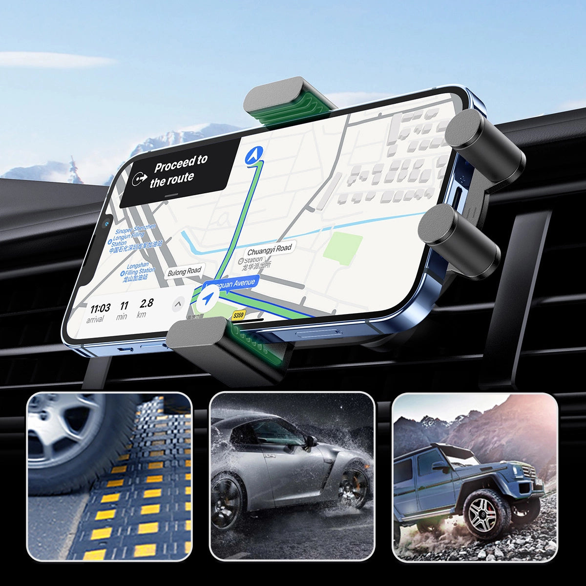 Ugreen Car Qi Wireless Charger 15W Autotelefonhalterung am Lüftungsgitter Schwarz (40118 CD256)