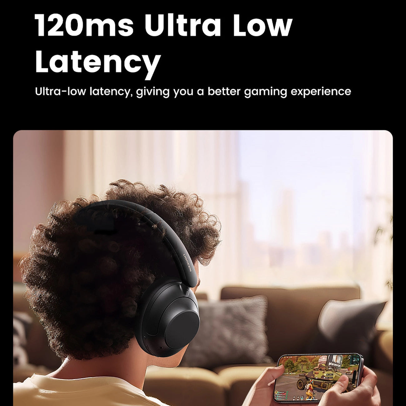 Ugreen HP202 HiTune Max5 kabellose On-Ear-Kopfhörer mit Hybrid-ANC-Rauschunterdrückung – Schwarz