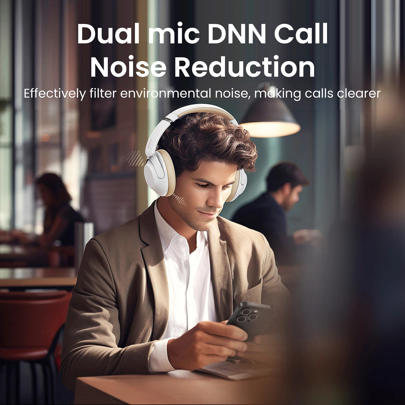 Ugreen HP202 HiTune Max5 kabellose On-Ear-Kopfhörer mit Hybrid-ANC-Rauschunterdrückung – Weiß