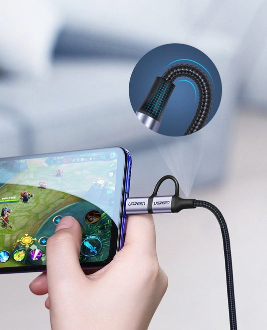 Ugreen Kabel 2in1 USB - Micro USB / USB Type C Kabel 1m 2.4A schwarz (30875)