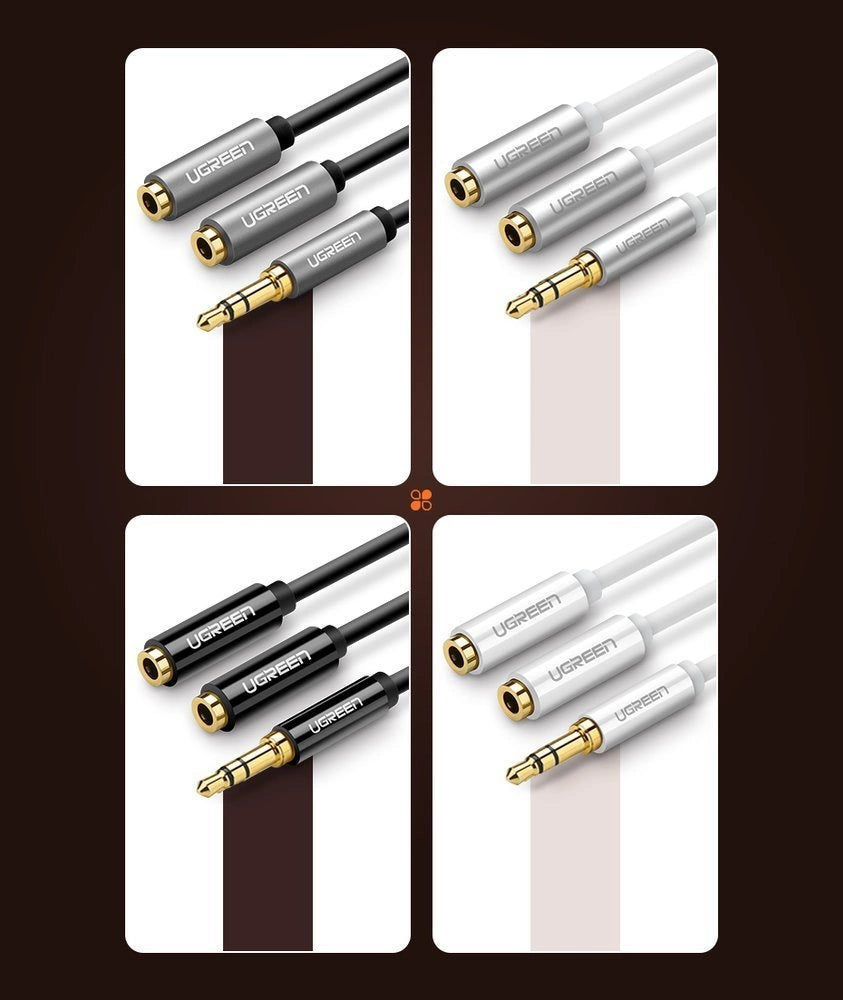 Ugreen Kabel 3,5 mm Kopfhörersplitter Miniklinke AUX 25cm schwarz (20816)