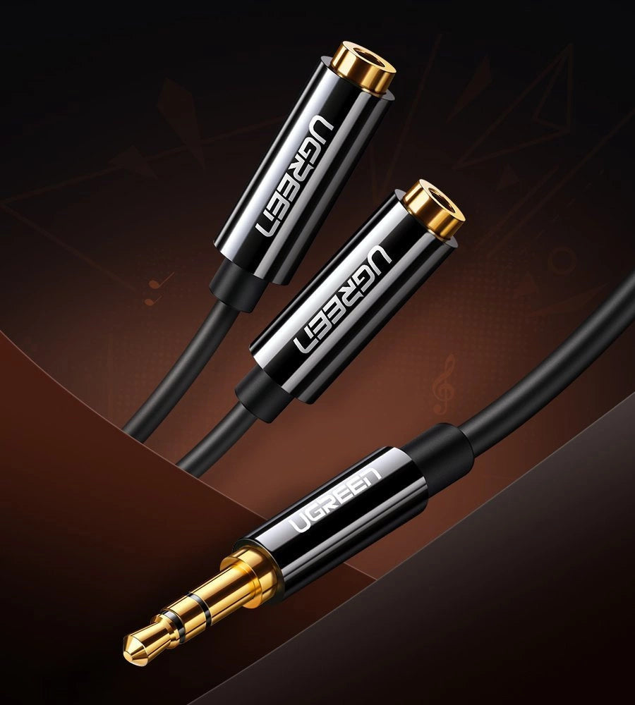 Ugreen Kabel 3,5 mm Kopfhörersplitter Miniklinke AUX 25cm schwarz (20816)