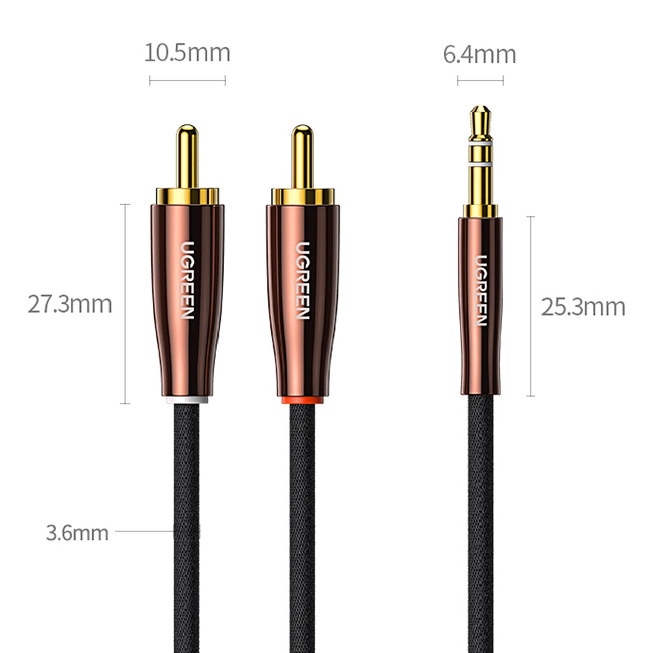 Ugreen Kabel Audiokabel 3,5 mm Miniklinke (männlich) - 2 RCA (männlich) 2 m Kupfer (AV170)