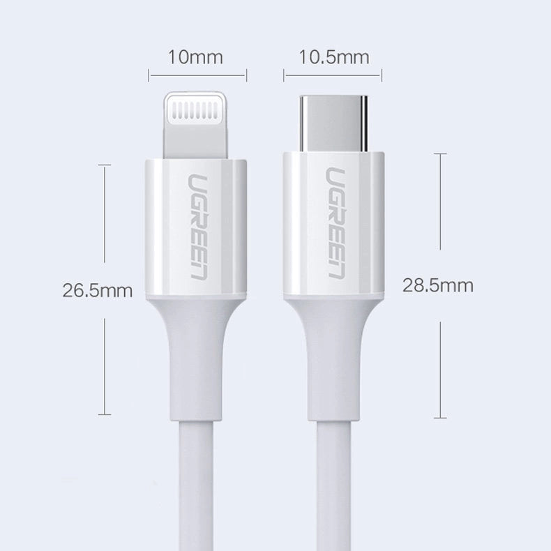 Ugreen Kabel USB Typ C - Lightning 3A Kabel 0,25 m weiß (US171)