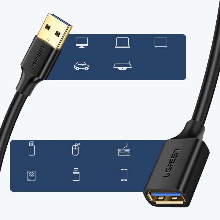 Ugreen Kabelverlängerungskabel USB 3.0 (weiblich) - USB 3.0 (männlich) Adapter 1m schwarz (10368)