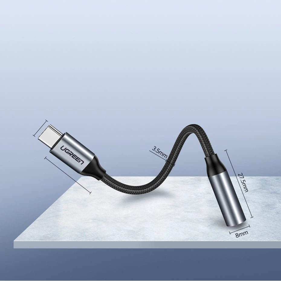 Ugreen Kopfhöreradapter mit 3,5 mm Miniklinke auf USB Typ C 10 cm grau (30632)