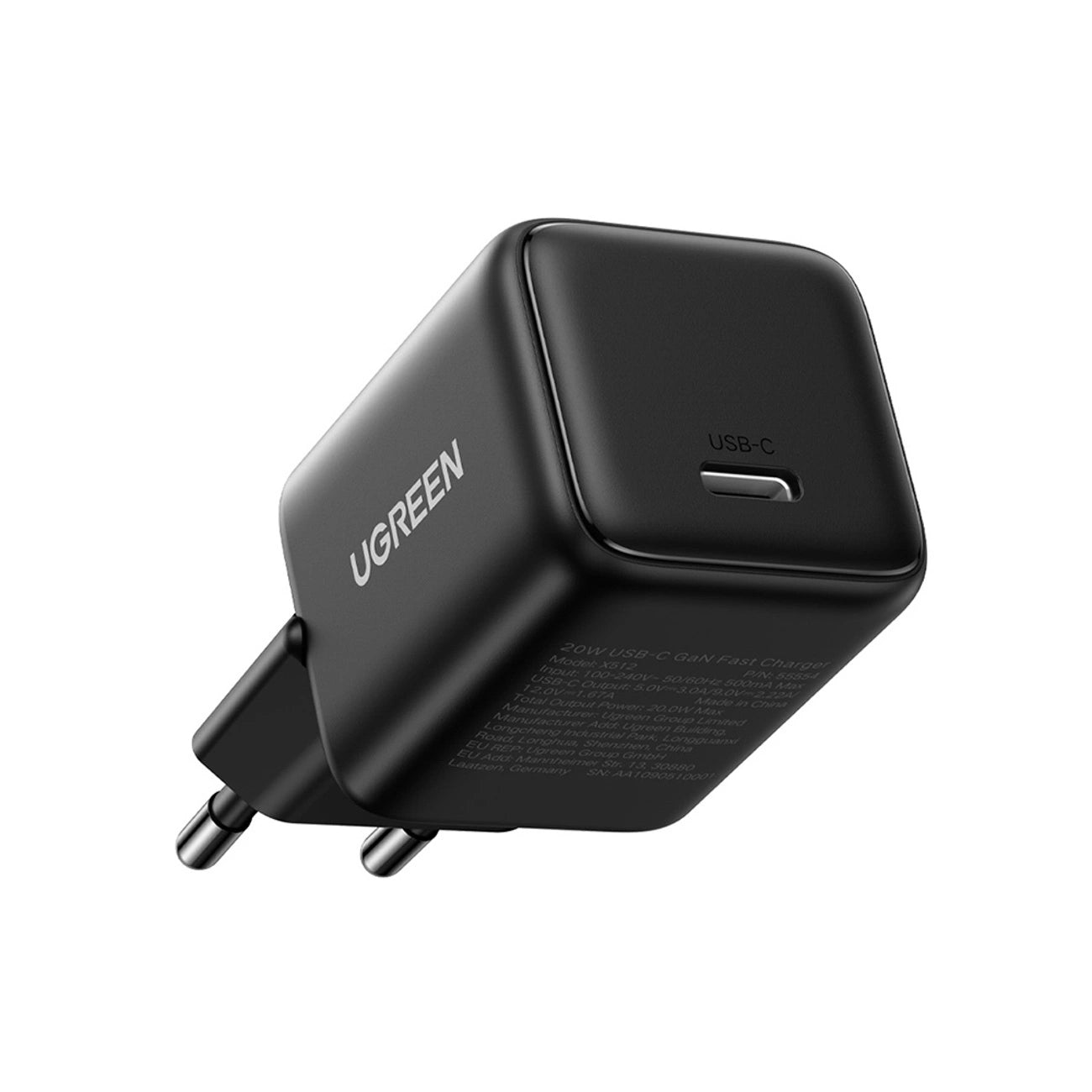 Ugreen Nexode N Series X512 20W GaN 1x USB-C Wandladegerät - Schwarz