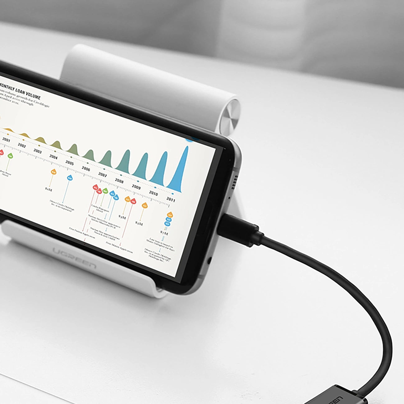 Ugreen US133 10396 Micro-USB (männlich) / USB-A (weiblich) OTG-Kabel flach 0,15 m – Schwarz