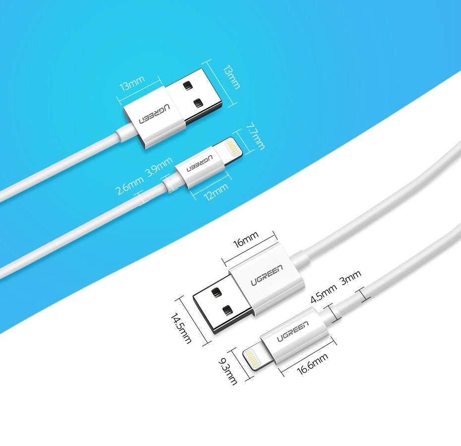Ugreen US155 20728 USB-A / Lightning MFi 2,4A Kabel 1m - Weiß