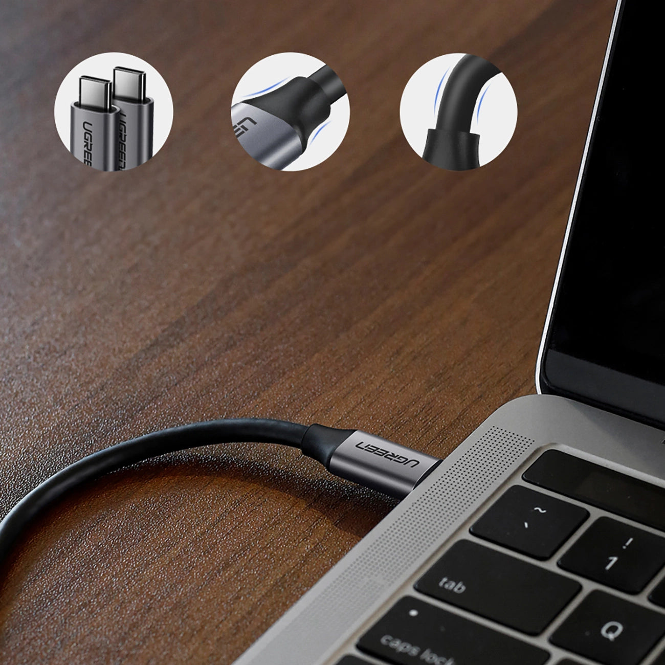 Ugreen US161 50751 USB-C 3.1 / USB-C 3.1 Kabel 1,5 m – Grau