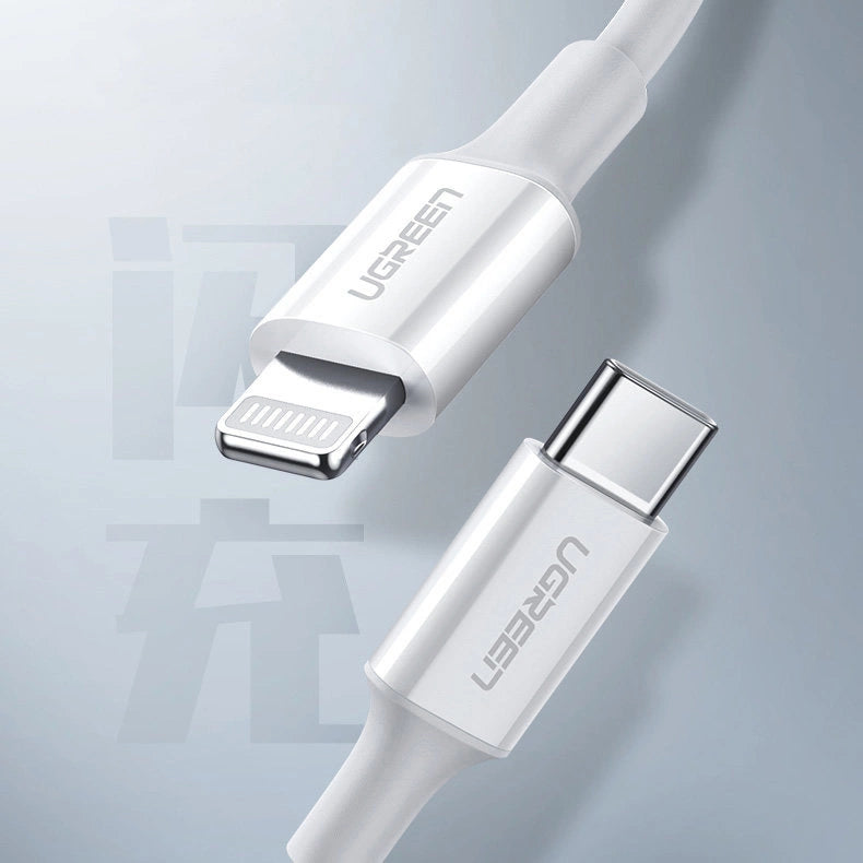 Ugreen US171 Lightning – USB-C MFi PD-Kabel 20 W 3 A 480 Mbit/s 0,5 m – Weiß