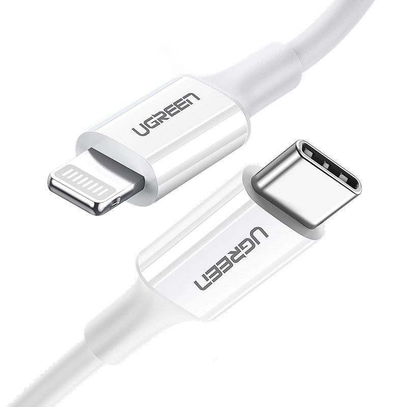 Ugreen US171 Lightning – USB-C MFi PD-Kabel 20 W 3 A 480 Mbit/s 0,5 m – Weiß