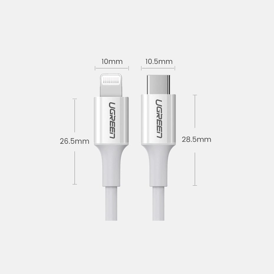 Ugreen US171 Lightning – USB-C MFi PD-Kabel 20 W 480 Mbit/s 1 m – Weiß