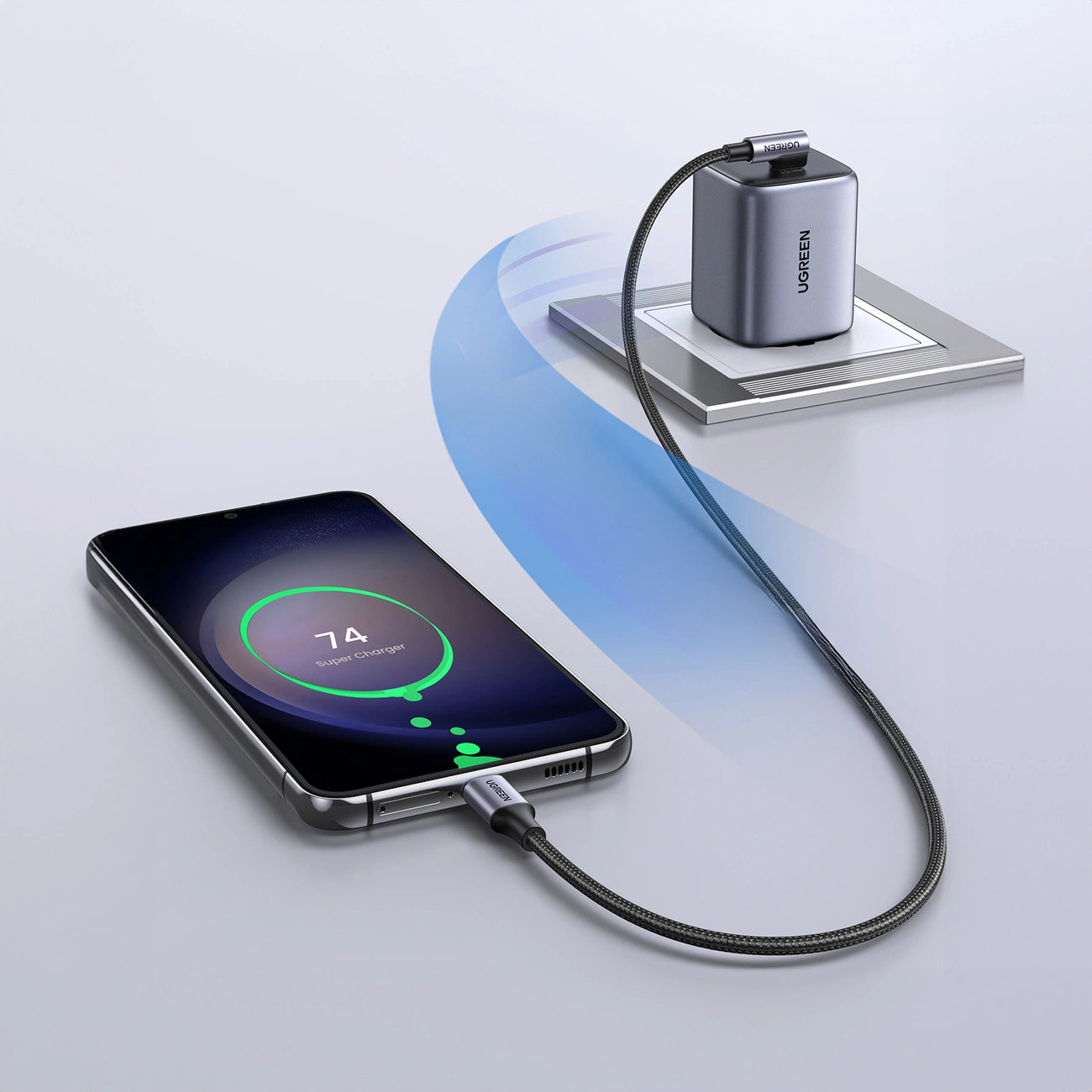 Ugreen US255 50122 USB-C (gerade) / USB-C (gewinkelt) PD QC-Kabel 60 W 3 A 0,5 m – grau