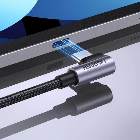 Ugreen US255 50122 USB-C (gerade) / USB-C (gewinkelt) PD QC-Kabel 60 W 3 A 0,5 m – grau