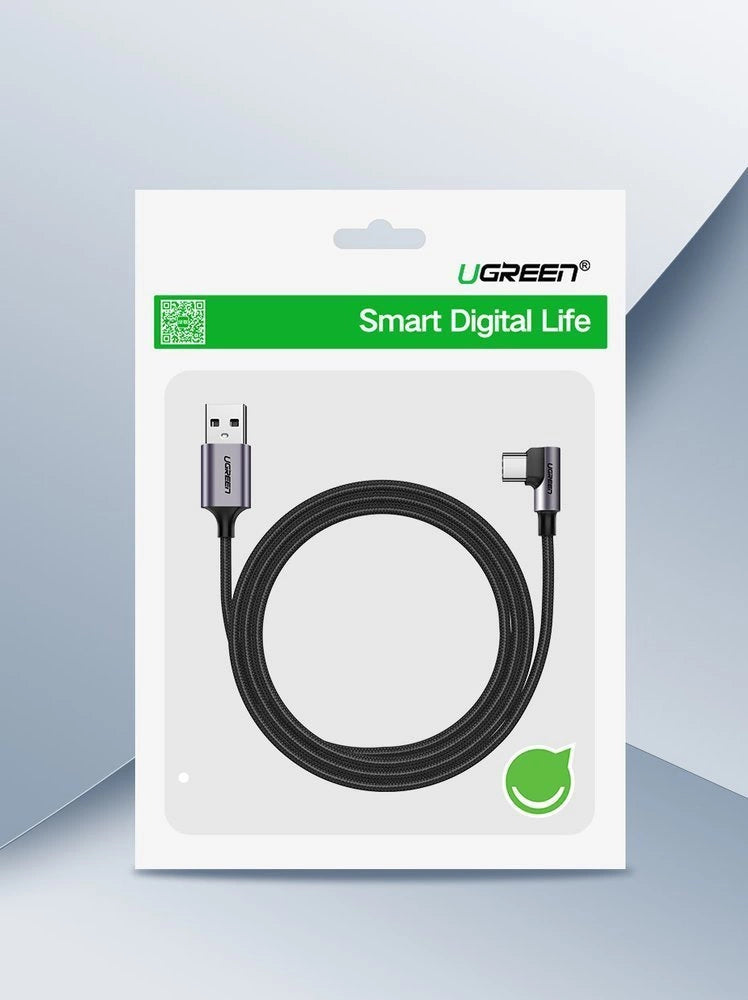 Ugreen US284 50941 USB-A (gerade) / USB-C (gewinkelt) Kabel 3A 1m – grau