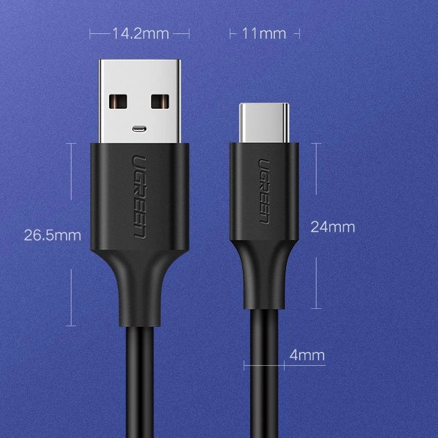 Ugreen US287 60117 USB-A/USB-C 3A Kabel 1,5 m – Schwarz