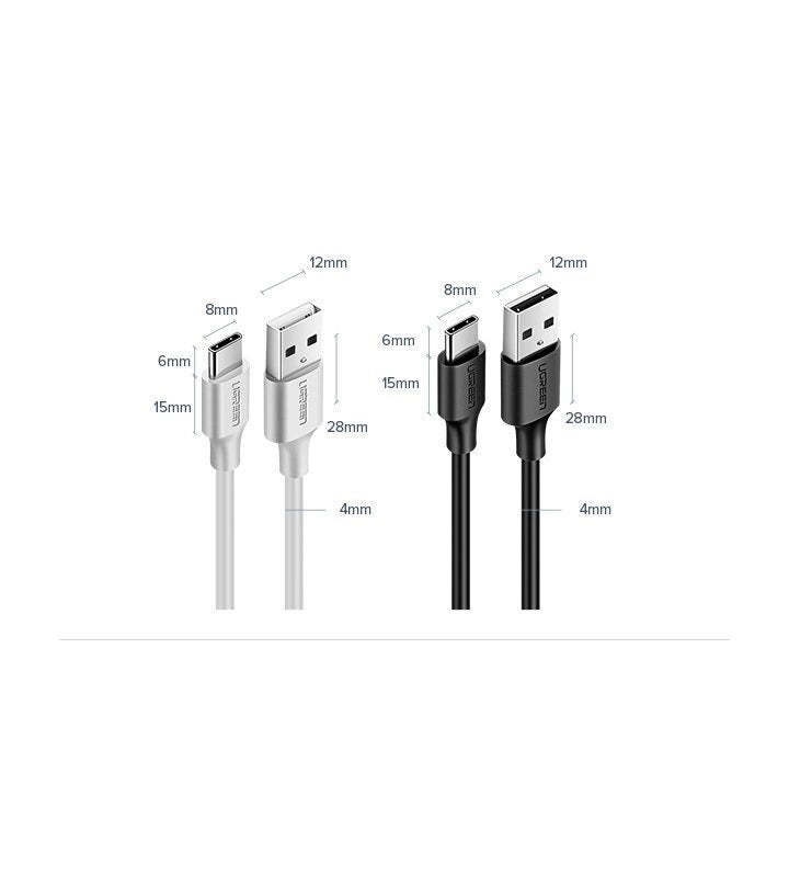 Ugreen US287 60826 USB-A / USB-C 3A Kabel 3m - Schwarz