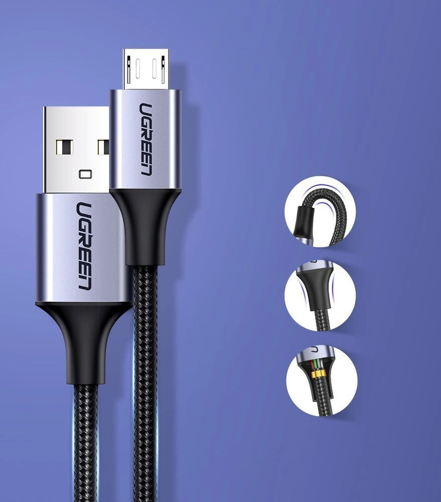 Ugreen US290 60146 USB-A/Micro-USB 2,4A-Kabel 1 m – grau