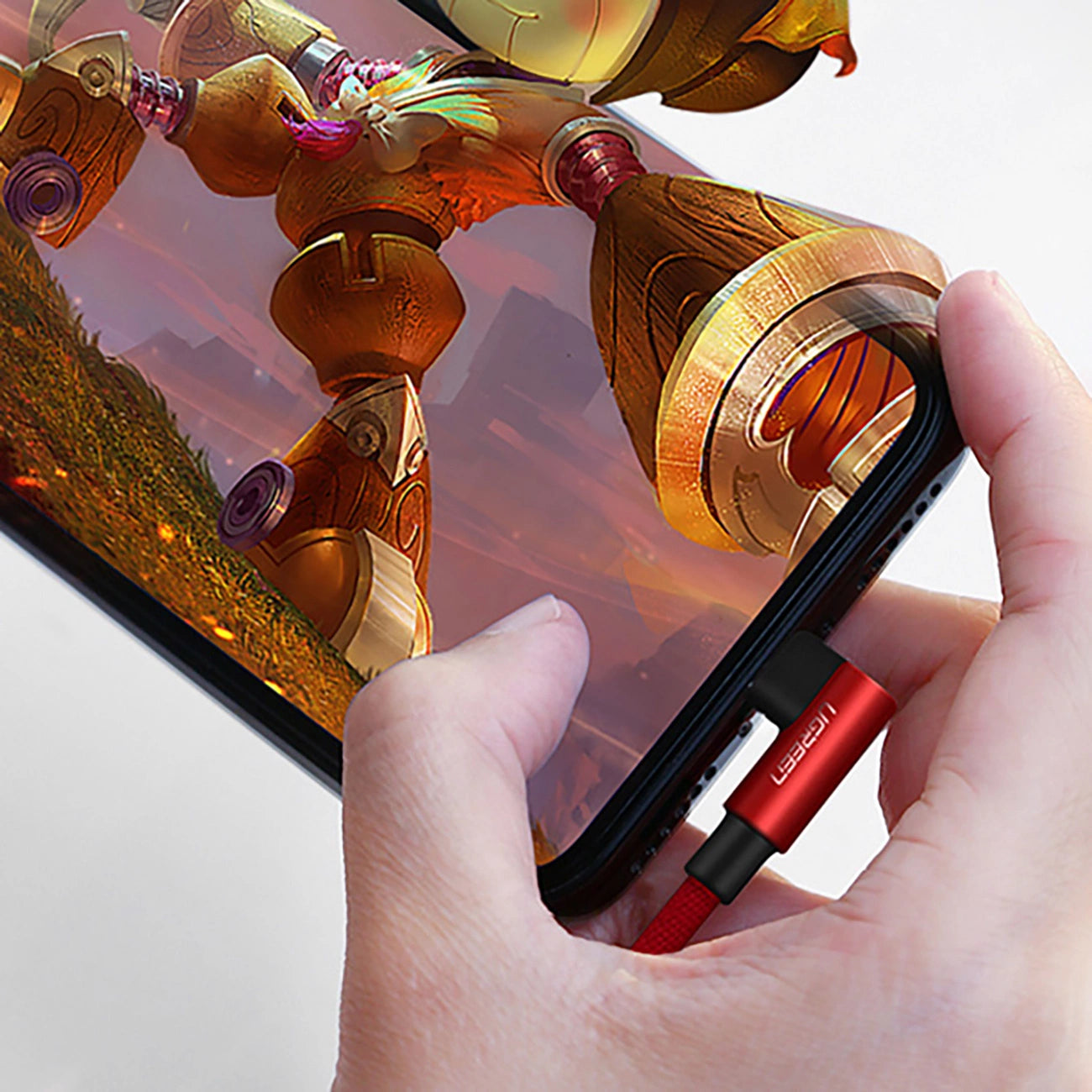 Ugreen US299 60555 abgewinkeltes Lightning /USB-A-MFi-Kabel 2,4 A 1 m – rot