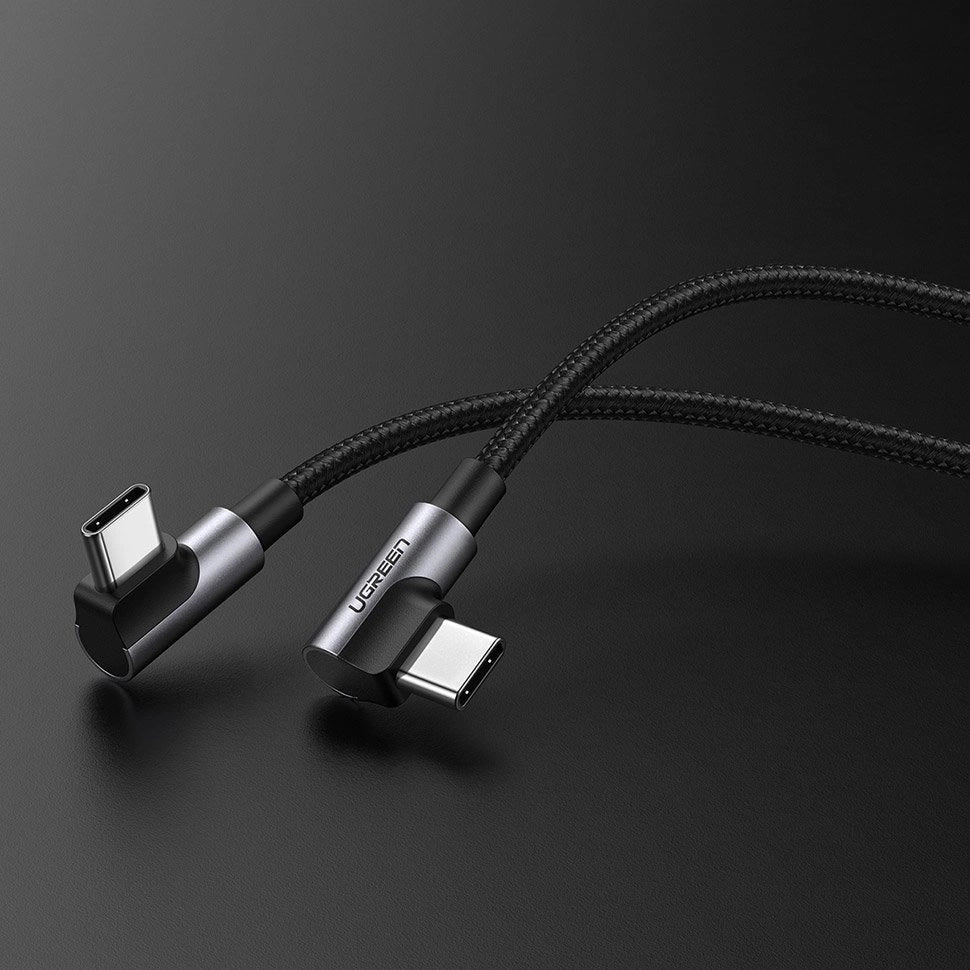 Ugreen US323 abgewinkeltes USB-C – USB-C PD QC SCP 3A 480 Mbit/s Kabel 1 m – Grau