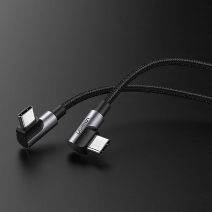 Ugreen US323 abgewinkeltes USB-C – USB-C PD QC SCP 3A 480 Mbit/s Kabel 1 m – Grau