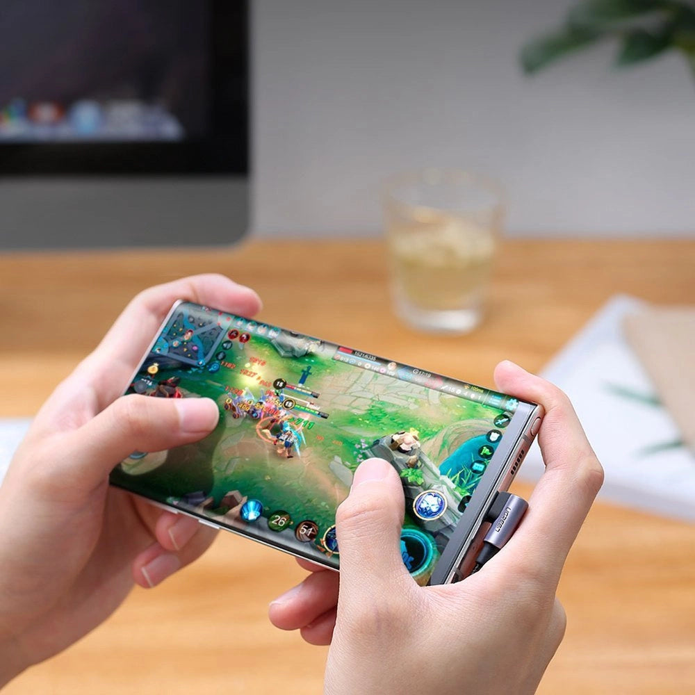 Ugreen US323 abgewinkeltes USB-C – USB-C PD QC SCP 3A 480 Mbit/s Kabel 1 m – Grau