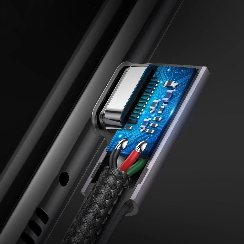 Ugreen US323 abgewinkeltes USB-C – USB-C PD QC SCP 3A 480 Mbit/s Kabel 1 m – Grau