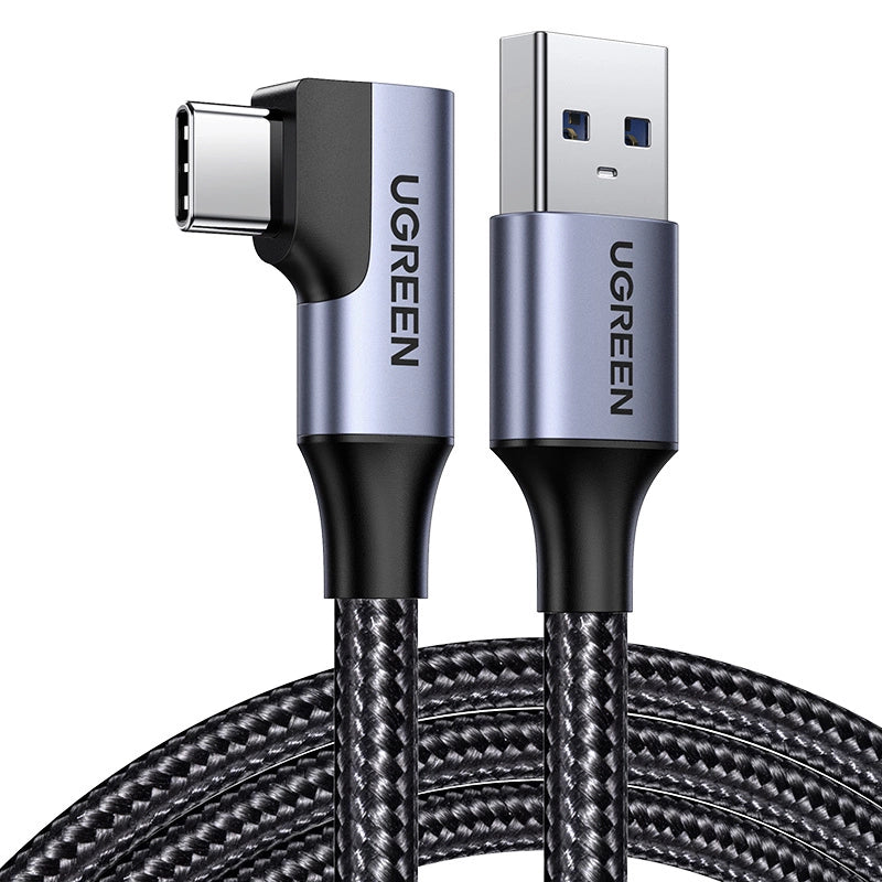 Ugreen US385 USB-A / USB-C 90º 5Gb/s 3A 1m abgewinkeltes Kabel - Schwarz