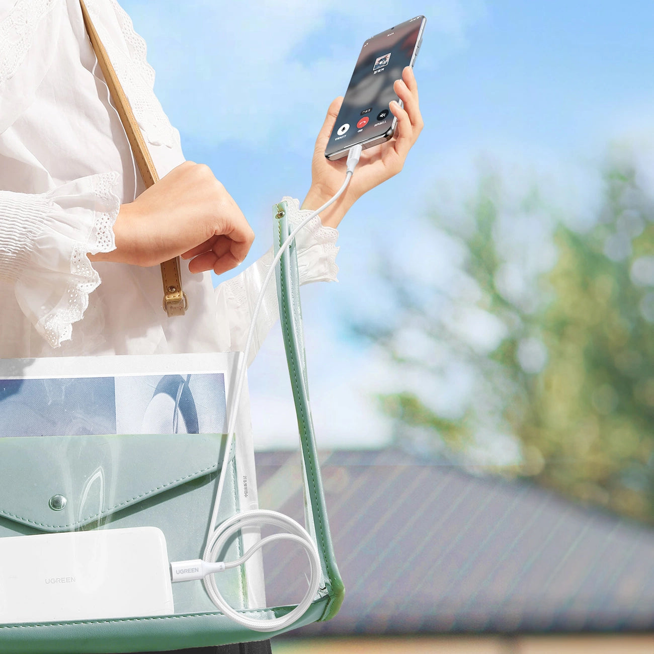 Ugreen US557 USB-C / USB-C PD-Kabel 100 W 2 m – weiß