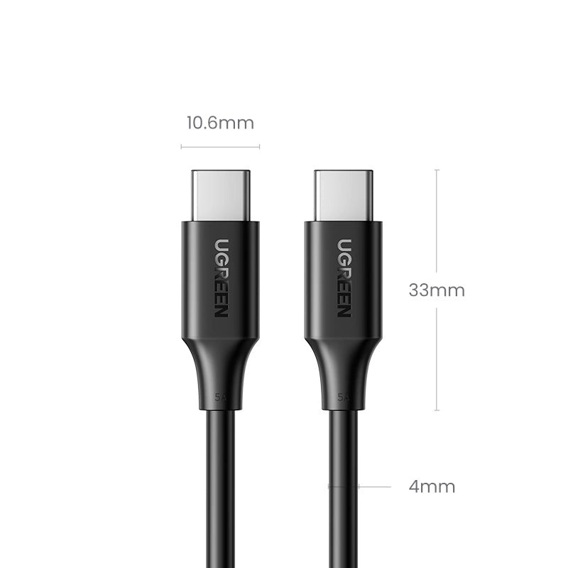 Ugreen US562 USB-C – USB-C PD QC-Kabel 100 W 5 A 480 Mbit/s 1,5 m – Schwarz